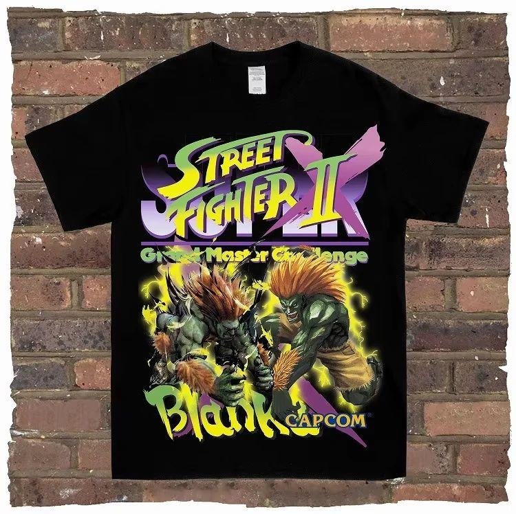 Classic Action Game Arcade Short Sleeve Printed Cotton T-Shirt Vintage High Street Top Casual Loose Streetwear Unisex