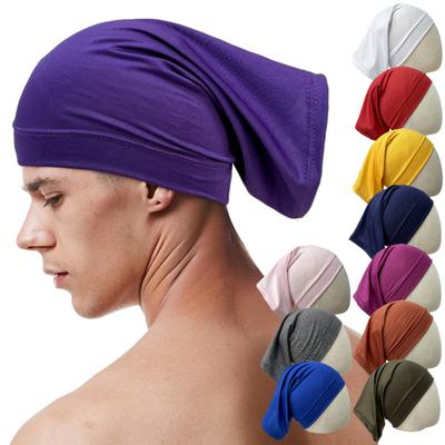 Winter Men Knitted Hat Stretchy Single Layer Solid Color Ear Protection
