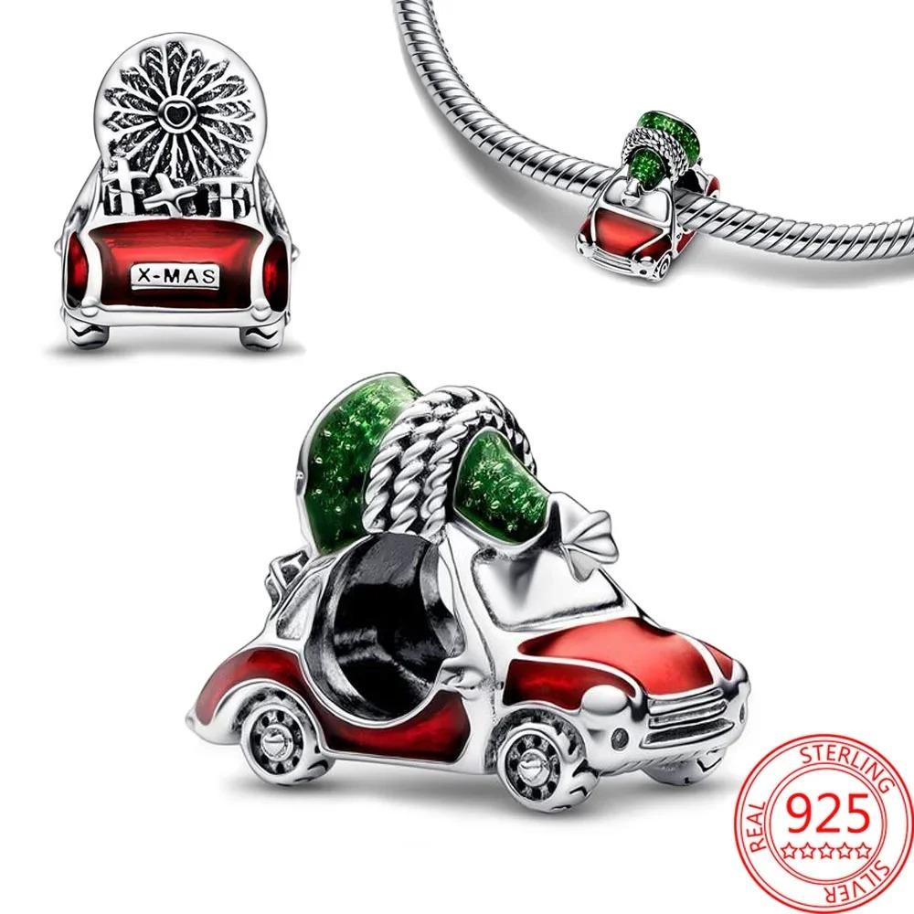 Charms de Natal Originais em Prata 925 Papai Noel Rena Floco de Neve Contas para Colares Pulseiras Joias DIY Presentes