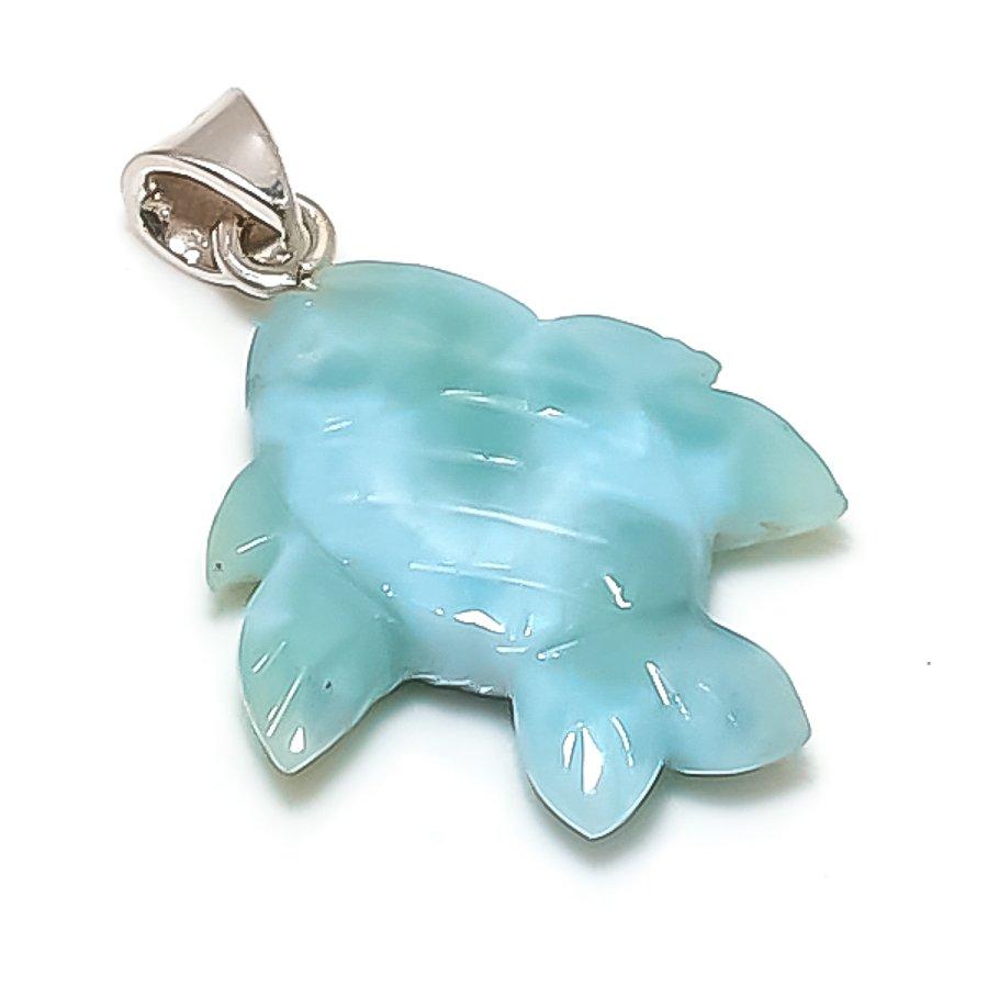 

Натуральный Ларимар Драгоценный камень Ручная работа 925 Стерлинговое серебро Ювелирное изделие Подвеска 1,34 R8D04