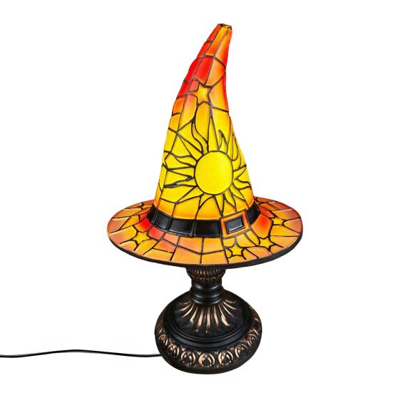 Yousheng Stained Glass Witch Hat Lamp, Witch Hat Table Lamp with Inline Switch, USB Powered Witch Lamp Stained Glass Style Halloween Lamp for Bedroom S красный