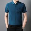 Summer New Men's Short-Sleeved Seamless Shirt Young and Middle-Aged Leisure Iron-Free Printed Shirt Lapel