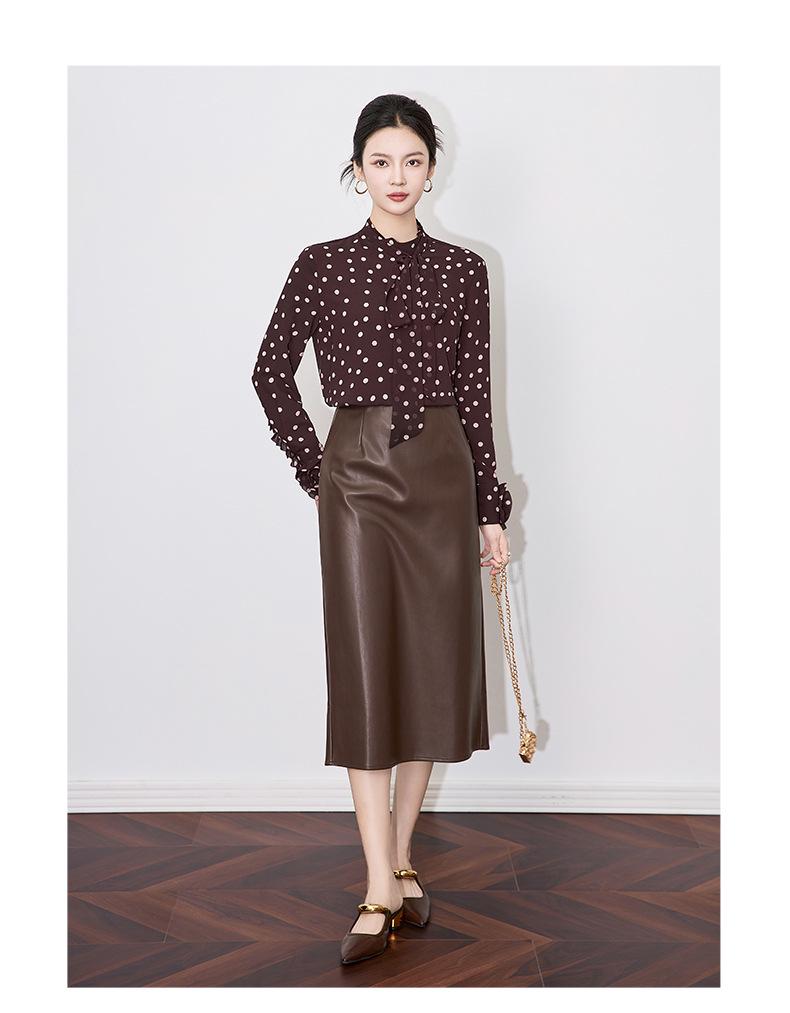 Elegant French Polka Dot Chiffon Bow Shirt - Early Spring Style