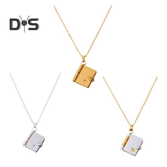 Book Pendant Necklace Women's Sweater Chain Necklace Opening And Closing Book Dangle Jewelry Accessory for Dating Daily Wear Banquet