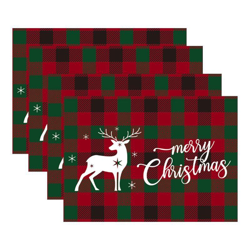 Buffalo Plaid Christmas Placemats, Waterproof Festive Prints For Xmas Table Decoration