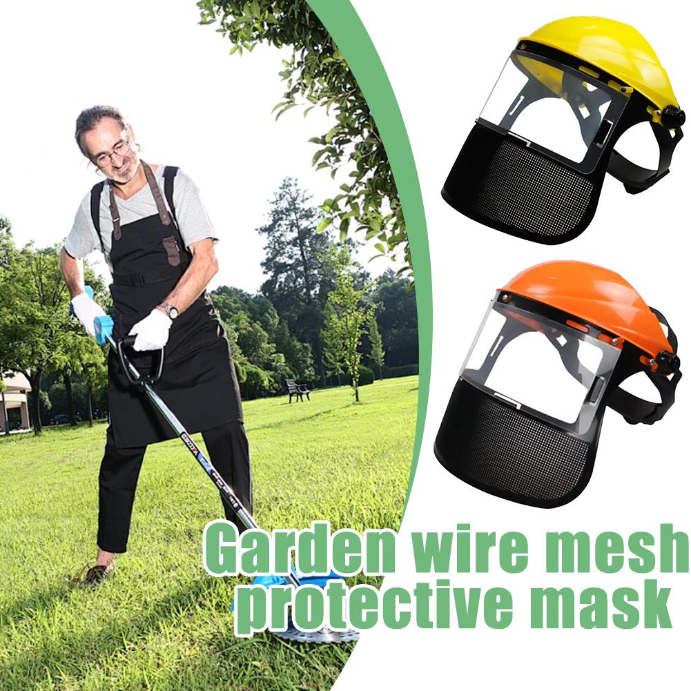 Garden Grass Trimmer Safety Helmet Hat with Full Face Mesh Protective Mask for Logging Brush Cutter Forestry Protection Tool