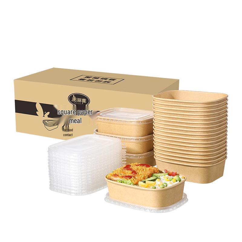Meliya Disposable Kraft Paper Food Containers with Lids