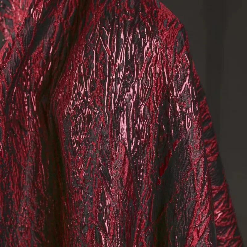 100x140cm Kreatívny Retro Žilkovanie Vlnitý Pozlátený Kvetinový Trojrozmerný Lesklý Ťažká Textúra Silueta Dizajn Odevov Látka