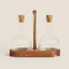 Wooden Stand Glass Oil Pot Sealed Storage Leak-proof Sauce Vinegar Cruet Transparent Bottle High-Temperature Resistant