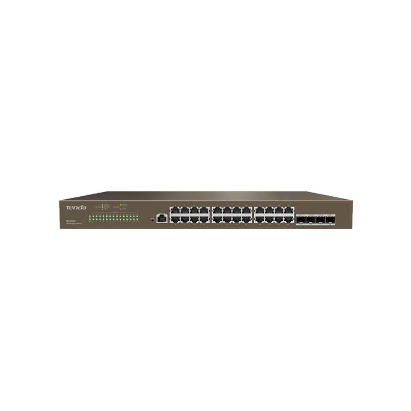 SWITCH Tenda, Gigabit X 24, SFP X 4, Managed, "TEG3328F" (timbru Verde 2 Lei)