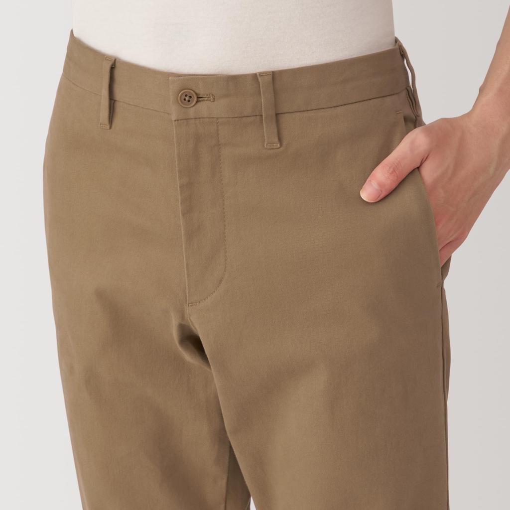 MUJI Men's Warm Cotton Brushed Chino Slim Pants, Dark Beige, Size 82, AE0XZA4A