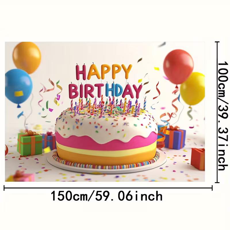2D Alles Gute zum Geburtstag Kulisse, Kuchen Konfetti & Luftballons Foto Banner