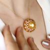 Vintage Medieval Court Style Ring, Gold-Plated Imitation Pearl Sunflower Retro Weave Carved Gold Pendant For Women