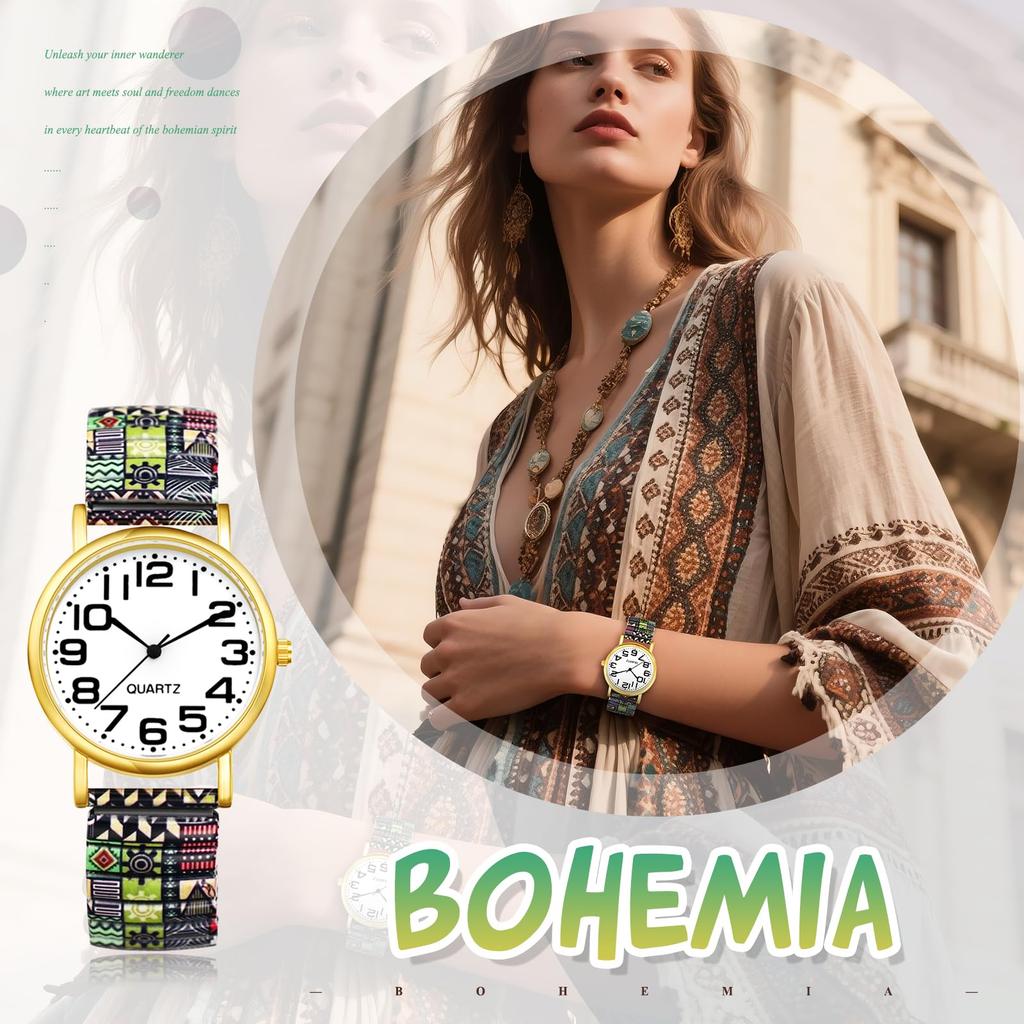 Cute One Size Fits Stylish Analog Stainless Steel Waterproof Quartz Fashion Accessory Perfect Gift for Bohemian-style Women's Watch, All Display,