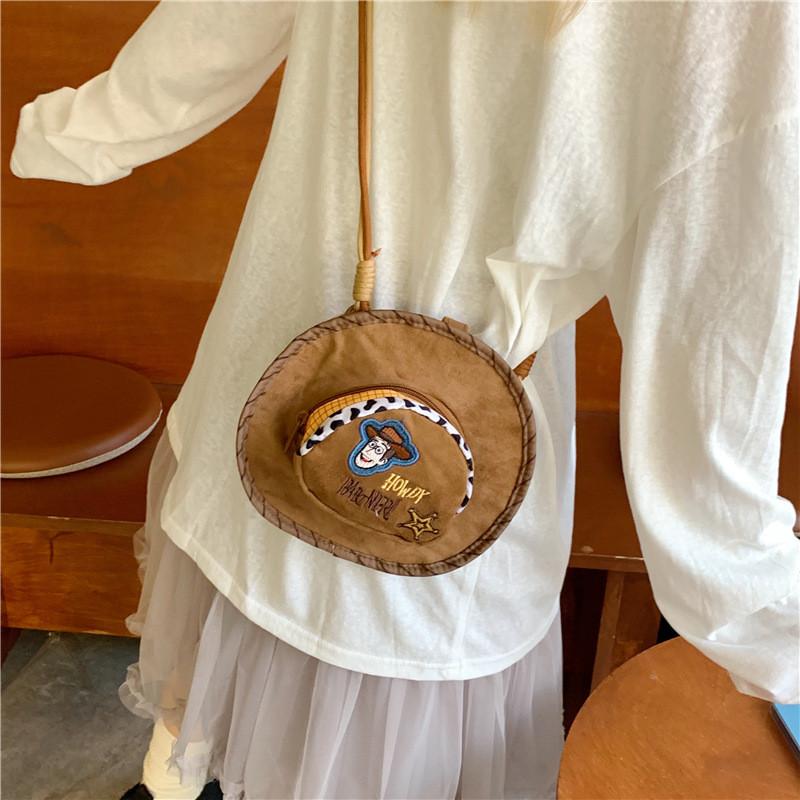 Color Solid Retro Woody Embroidered Plush Daypack With Soft Material Gift Giving