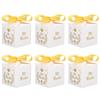50pcs Gold Ribbon Wedding Favor Boxes Paper Material Candy Boxes Baptism Decorations  Party