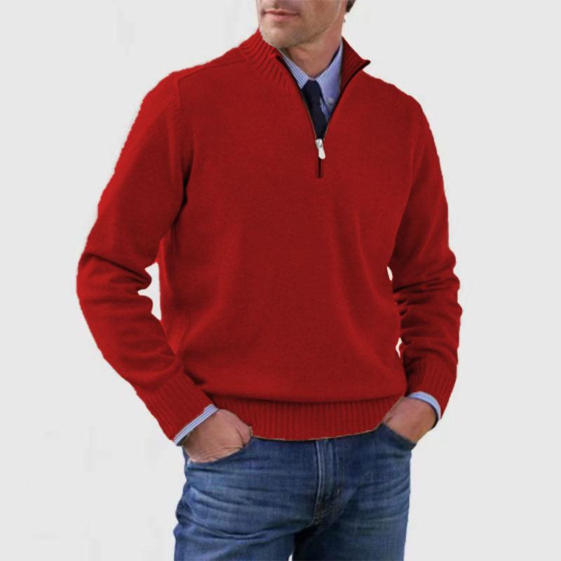 Autumn/Winter Men'S Plus-Size Knit Top, Zip-Up Knit Shirt, Warm Base Layer, Sweater For Men