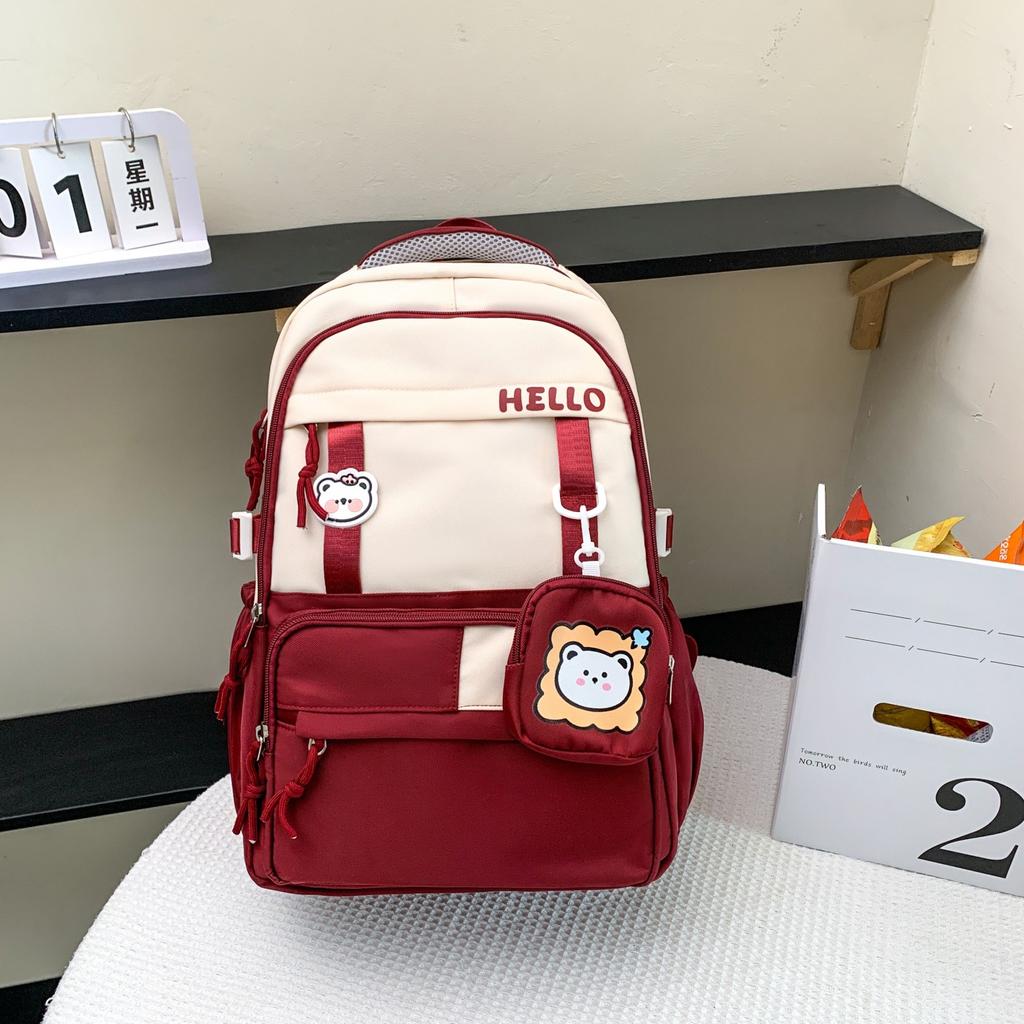 Summer new Korean version ins college style contrasting color schoolbag high value primary school students grades 3-6 multi-compartment backpack