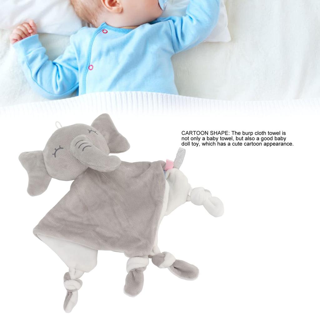 Ongwan Baby Bath Towel, Baby Pacifier Towel, Plush Cartoon Doll, Infant Burp Cloth Handkerchief, for Babies 3 Months and Up (Elephant)