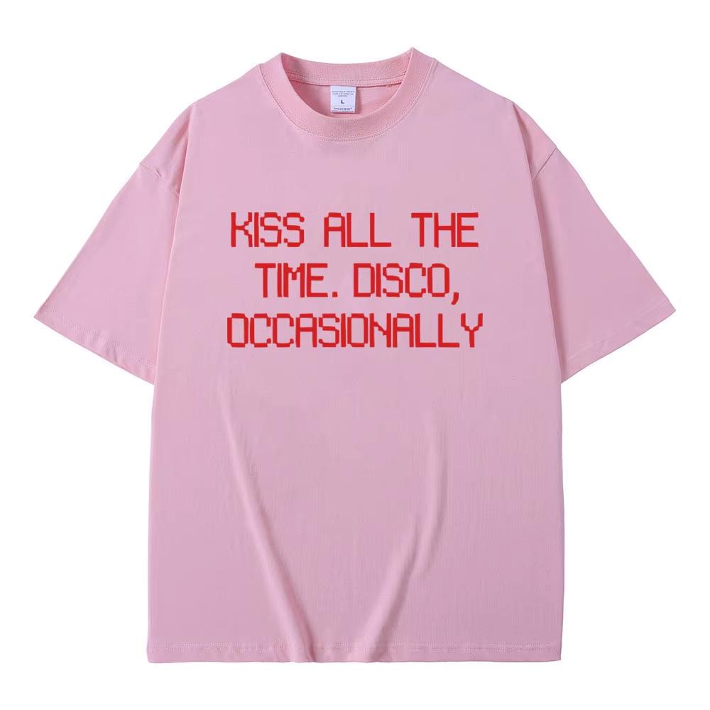 Kiss All The Time Disco Occasionally Same Style Print Tshirt Men Women Fashion T Shirts Male Casual Pure Cotton Tshirts