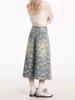 Women's 2025 Summer Hong Kong Style Retro Denim Chrysanthemum Cropped Jeans - Trendy & Loose Fit