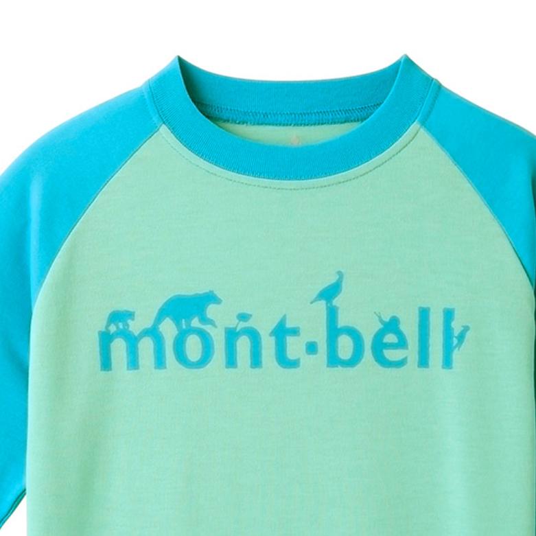 MONTBELL Kids T-Shirt Shoulder Seam Round Neck Long Sleeve Blue-Green  Kids'