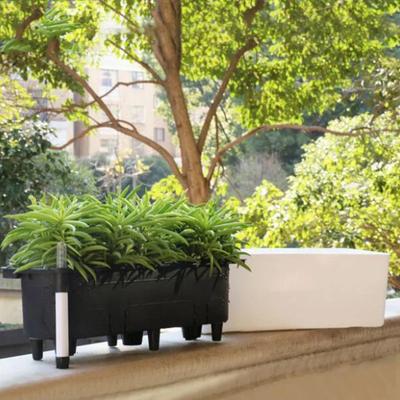 Rechteckiger selbstbewässernder Blumentopf mit Wasserstandsanzeige für Garten, Balkon, Büro, Blumen, Pflanztopf, Bonsai-Behälter