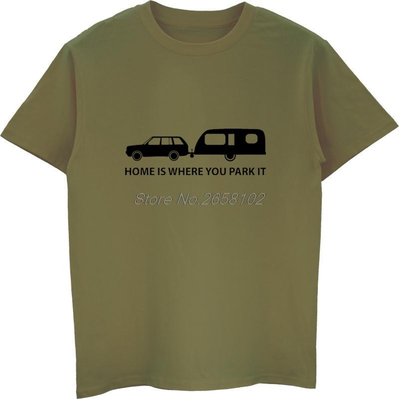 Men T Shirt Fashion Home Is Where You Park It Mens Funny Caravan Car T-Shirt Camps Holiday Tee Shirt Harajuku Streetwear
