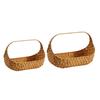 Woven Picnic Basket Organizer Flowers Fruit Serving Imitation Rattan Storage Basket with Handle for Garden Easter Eggs Pantry