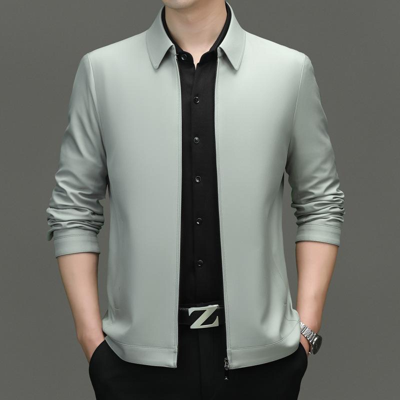Lapel Jacket Zipper Business Jacket Middle-aged Men's Jacket Dad Jacket