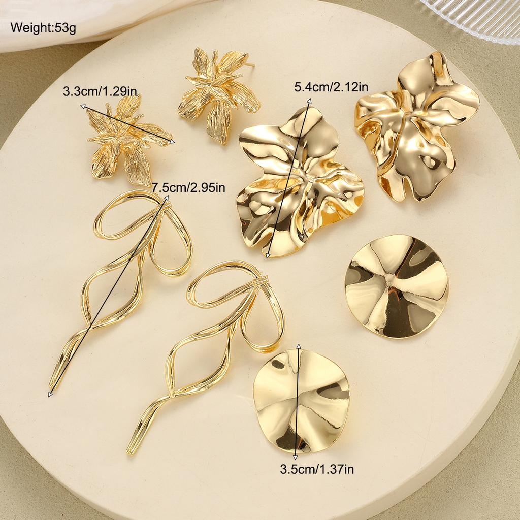 4 Pairs Fashion Bow Flower Earrings Set For Women Vintage Gold Color Stud Hoop Earrings Jewelry Party Daily Wear Gift 2026 New