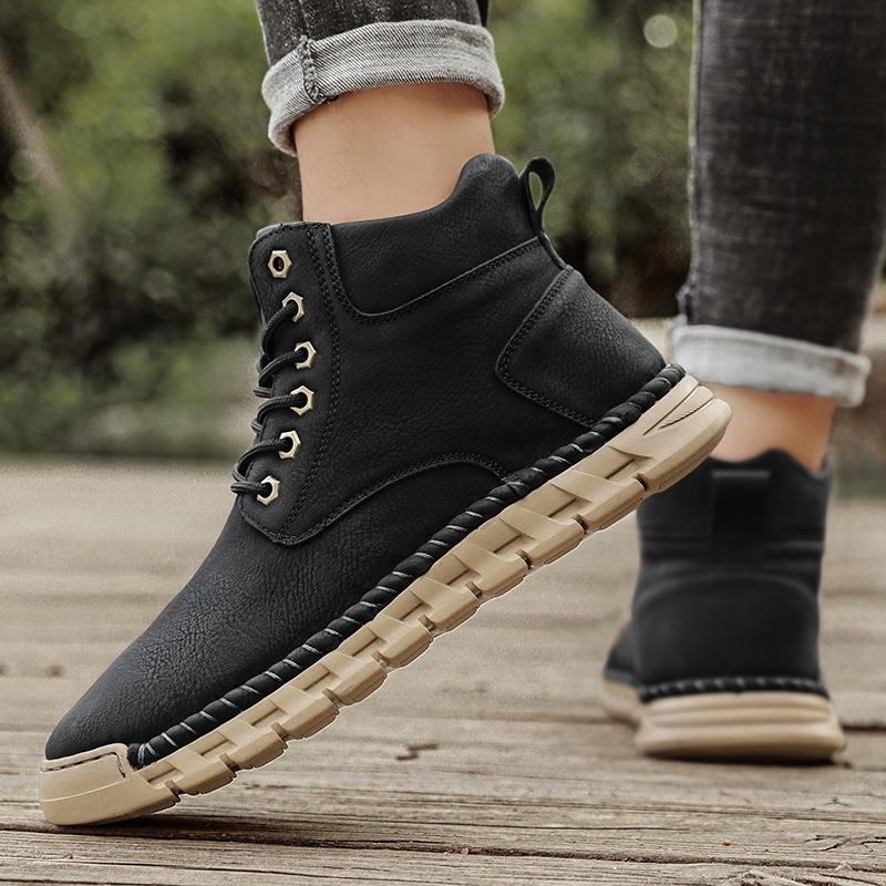 Handmade Men's High-top Boots Ankle Leather Shoes Outdoor Hiking Boots Sneakers Footwear Autumn & Winter