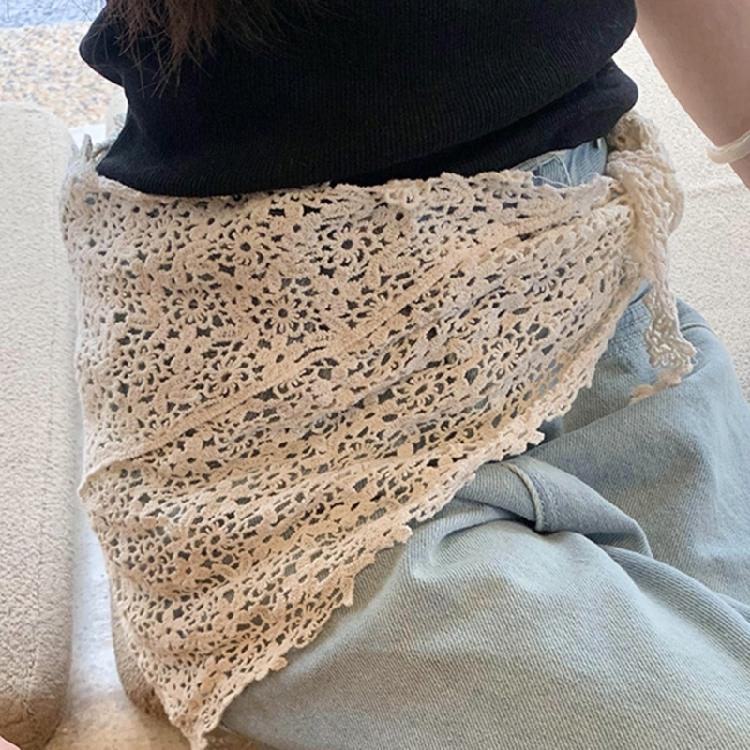 Feminine Cotton Lace Scarf Elegant Floral Embroidery Shawl Stylish Fashion Accessory for Spring Summer Fall Outfits