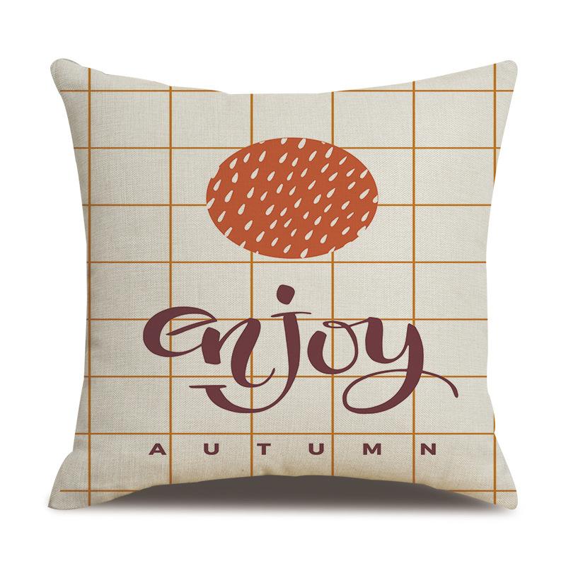 Thanksgiving Linen Pillowcase Autumn Pumpkin Print Pillow Cushion Cover