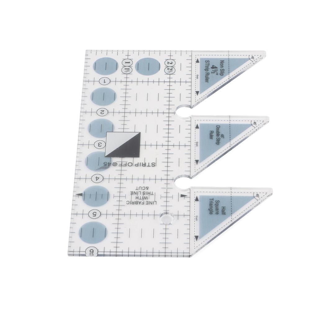 Ruler Grids 456090 Degree Double Strip Ruler Transparent Acrylic Non Slip Quarter Triangle