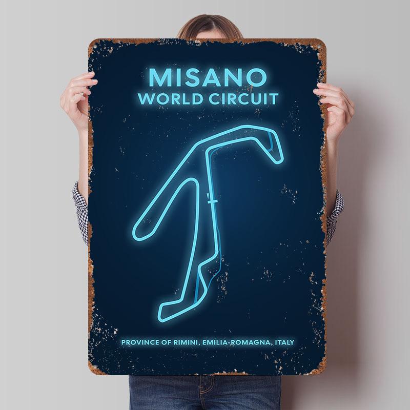 

Misano World Circuit Metal Poster Customized Wall Art Retro Vintage Tinplate Signs for Office Decor Living Room Decoration Home 20x30cm（7.8x11.8inch）