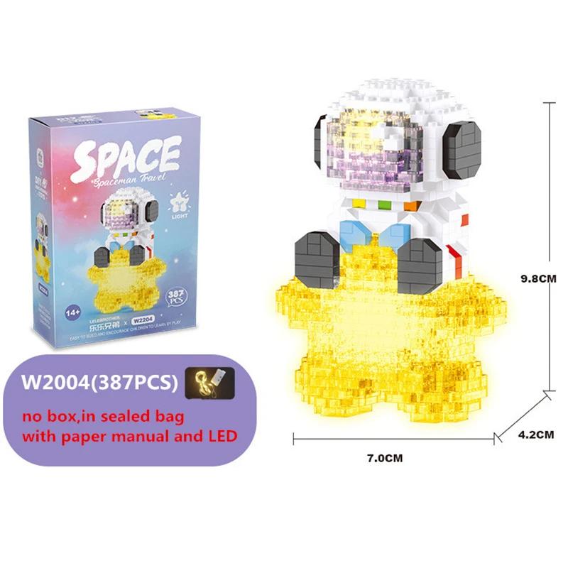 Mikropartikel Bausteine Kreativer Raum Luft- und Raumfahrt Leuchtende Astronautenfigur Mit Licht DIY Baustein Set Spielzeug Für Kinder Geschenk