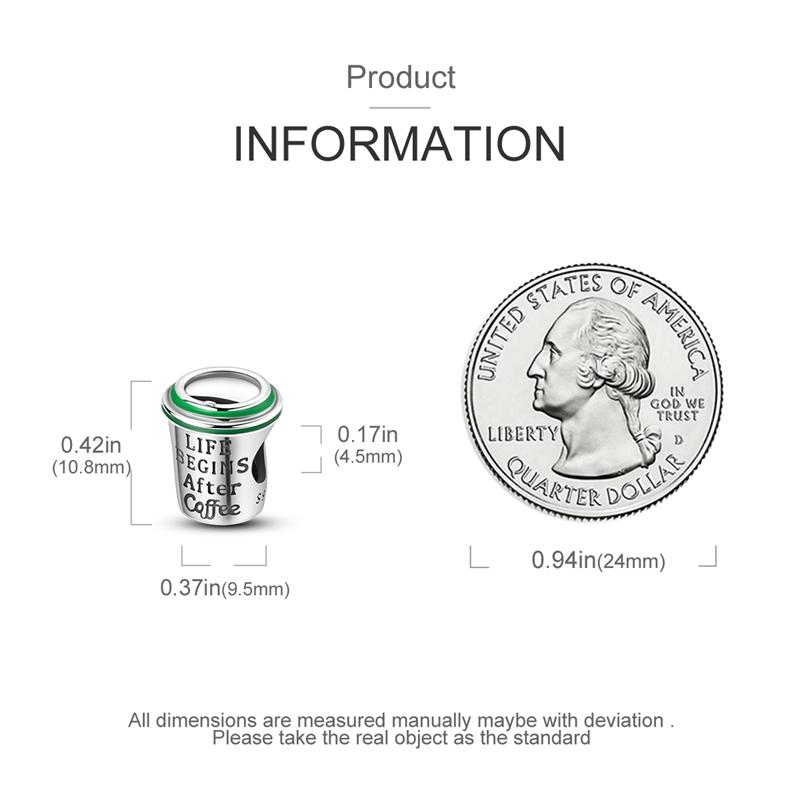 Charm Bead Components Copper Metal Creative Green Coffee Cup Beadss Compatible With Plata Authentic Original Bracelet High Quality Fine Jewelry Women
