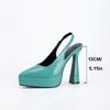 Mint green waterproof table pointed thick sole elastic candy color simple thick heel super high heel women's low-top shoes
