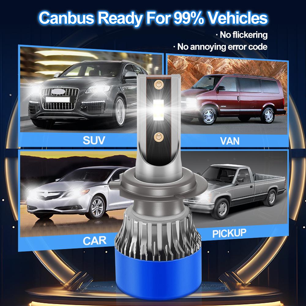 H7 Bulbs 9005/HB3 9006/HB4 H7 H11 H4 H13 9007 Headlight Turbo Auto Fog Lamp 6000K White 29000LM NO Dark Spots 2PCS