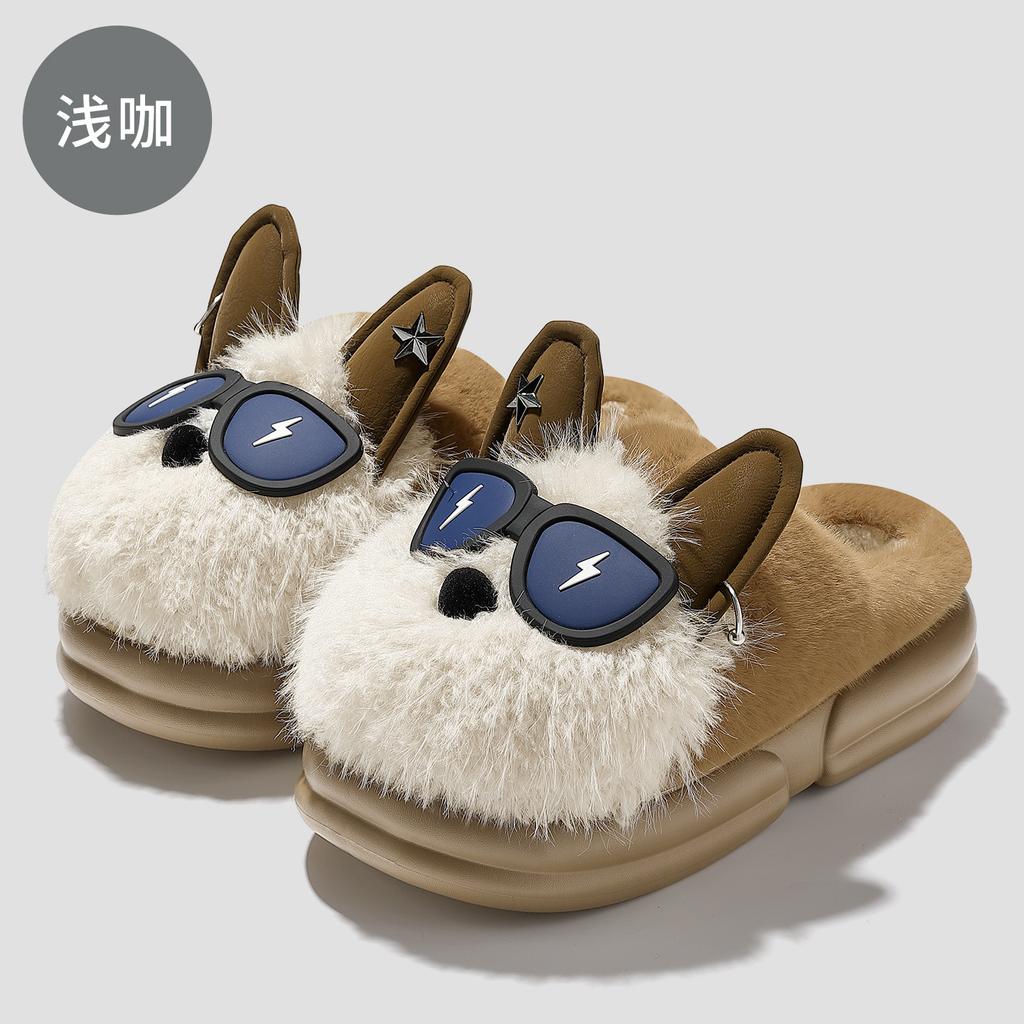 Cartoon Cotton Slippers Cute Puppy Winter Velvet Warm Couple Indoor Home Soft Bottom Cotton Mop