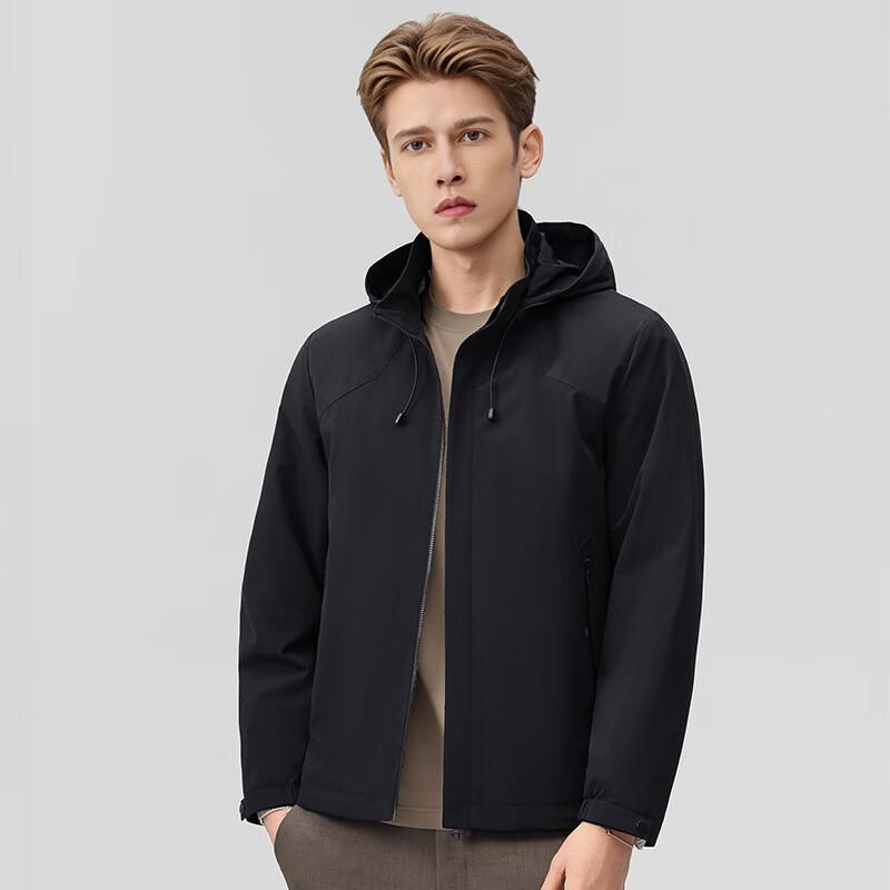 Men's Casual Hooded Jacket with Detachable Hood