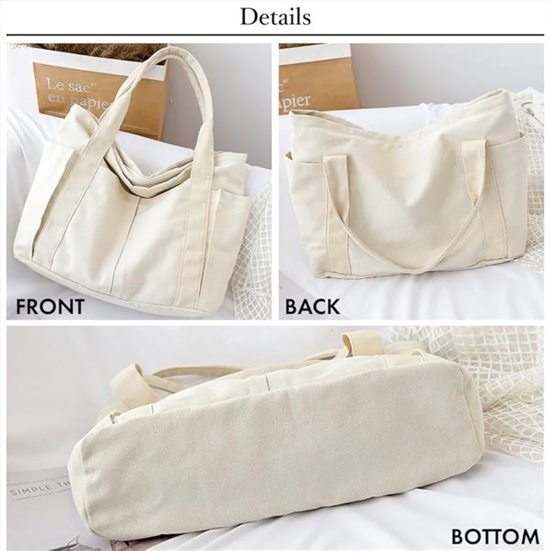 [FashionBerry] navy tote bag canvas ladies big mothers bag commute Commuting to school large capacity Fashionable canvas a4 cloth with pocket