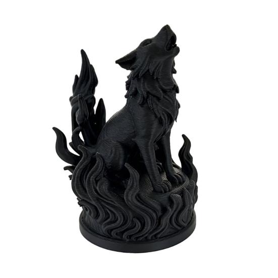 

3D Printed Wolf Heart Sculpture Dark Flame Symbolic Decor with Hardcore Aura, PLA Eco-Friendly Office Statue Home Decor for Living Room & Shelf чорний