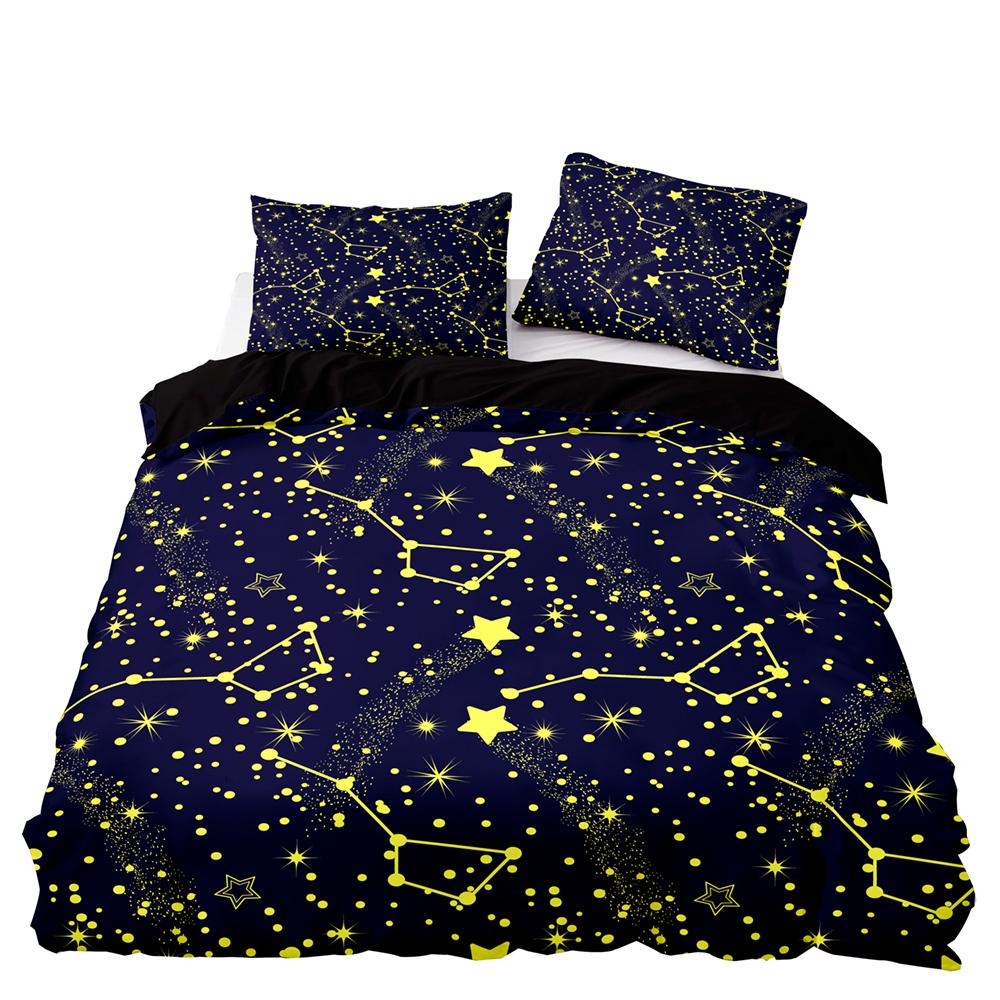 Sternschnuppen Bettbezug Set Nachthimmel Leuchtende Sterne Thema Bettdeckenbezug für Kinder Jugendliche Erwachsene Polyester Steppdeckenbezug King Size