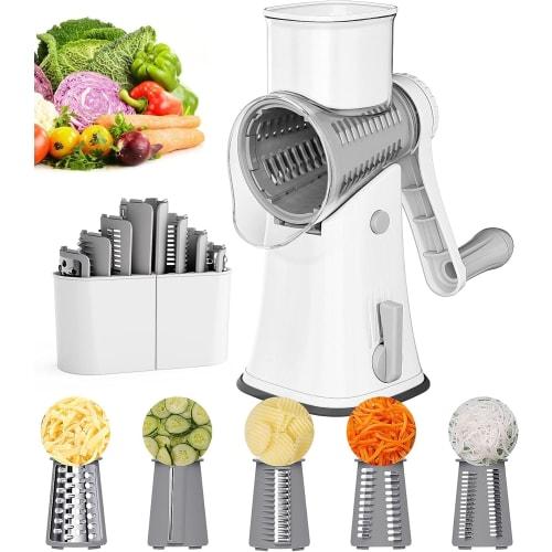 Multi-functional Vegetable Slicer Set with Julienne Cutter, Grater, and Chopper, Perfect for 5-in-1 Cooking (white)