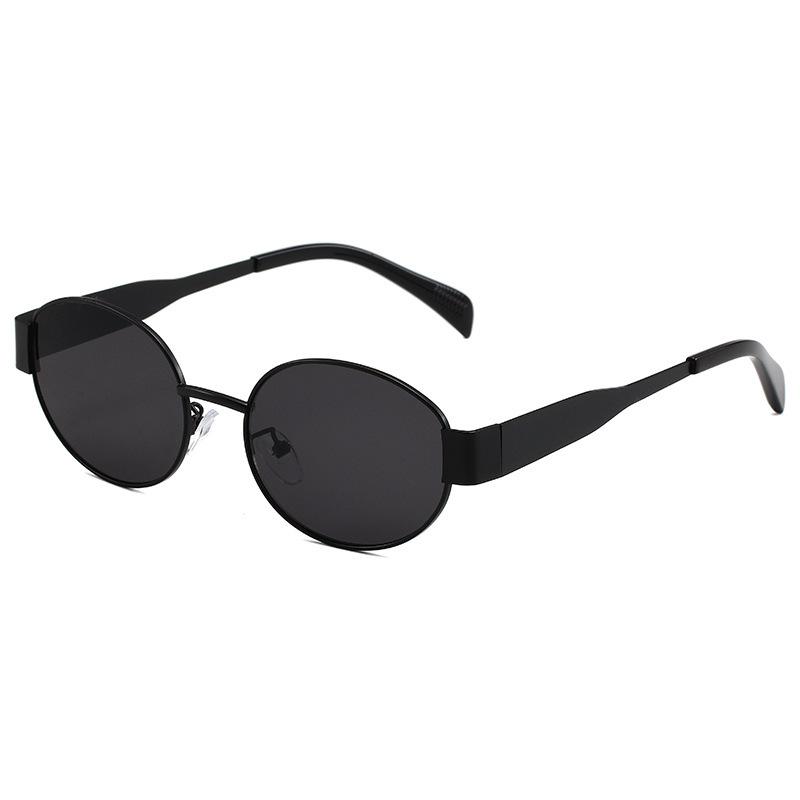 Oval Metal Sunglasses For Women Luxury Designer Brand Glasses Universal Sun Visors For Men And Women Dark Green
