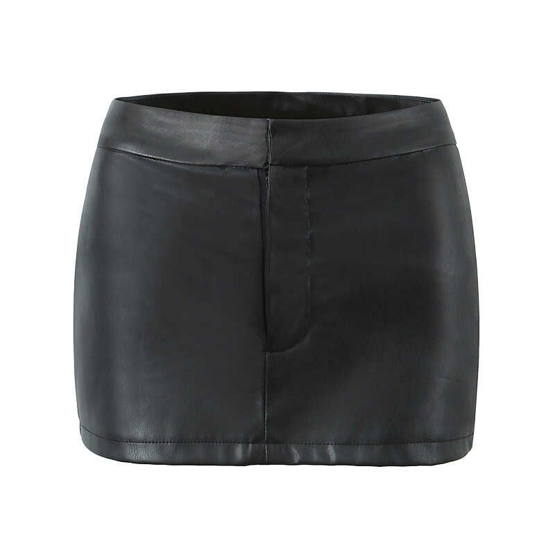 

Hot Small Leather Skirt American Sweet Cool Sexy Women s Tuan Style Pure Want to Wrap Hip PU Leather Skirt Fashion Tape Ultra Short Skirt Black PU leather L