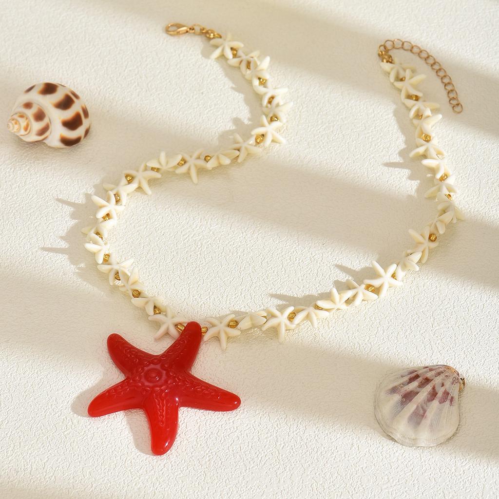 Bohemian beaded neck chain European and American shell jewelry high sense exaggerated starfish pendant necklace female