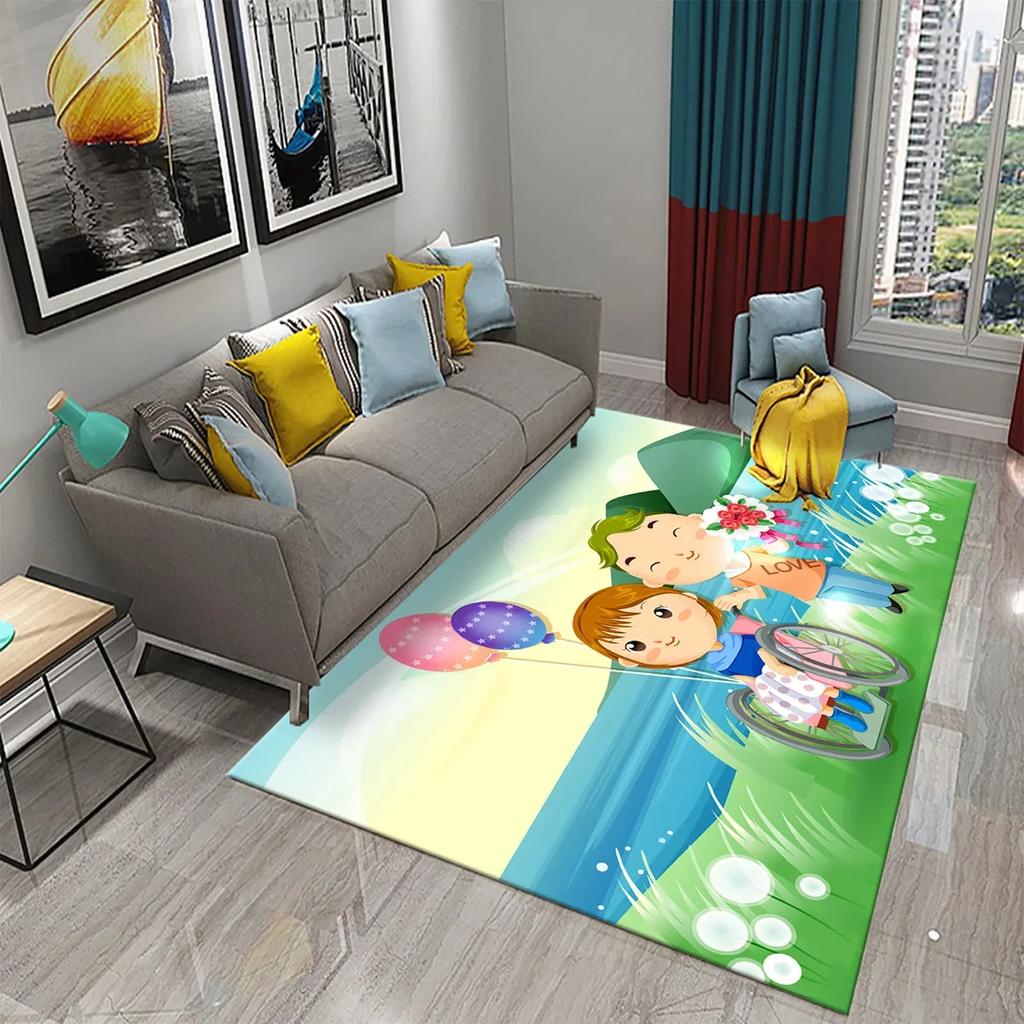 3D Roztomilý Kreslený Dívčí Koberec do Kuchyně Koupelny Vchod Protiskluzové Předložky Ložnice Obývací Pokoj Balkon Dekorace Koberce Koberce